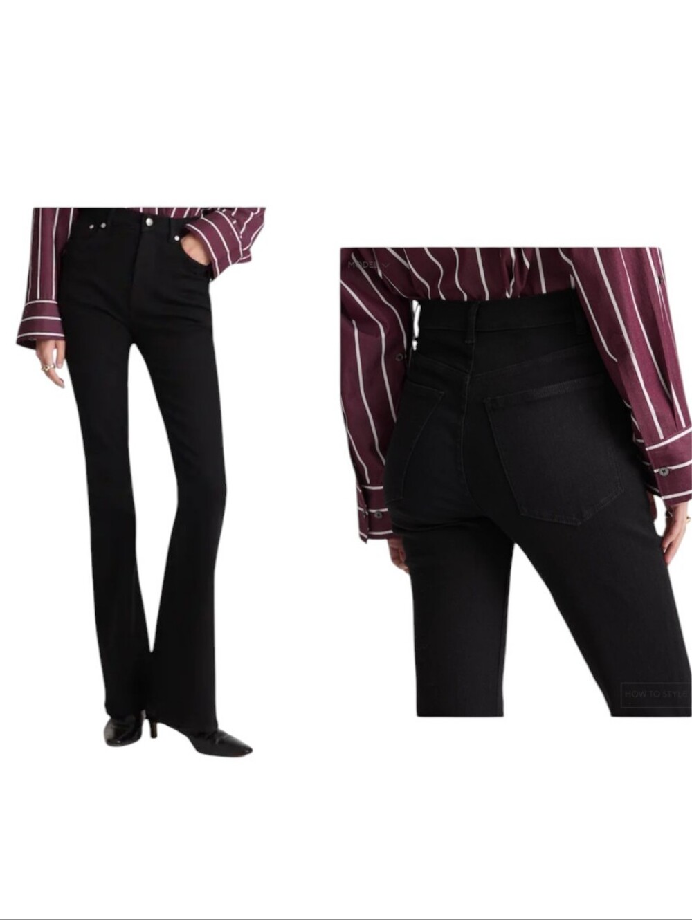 NWT Madewell Stretch Flare Jeans Black Rinse Wash Size 28